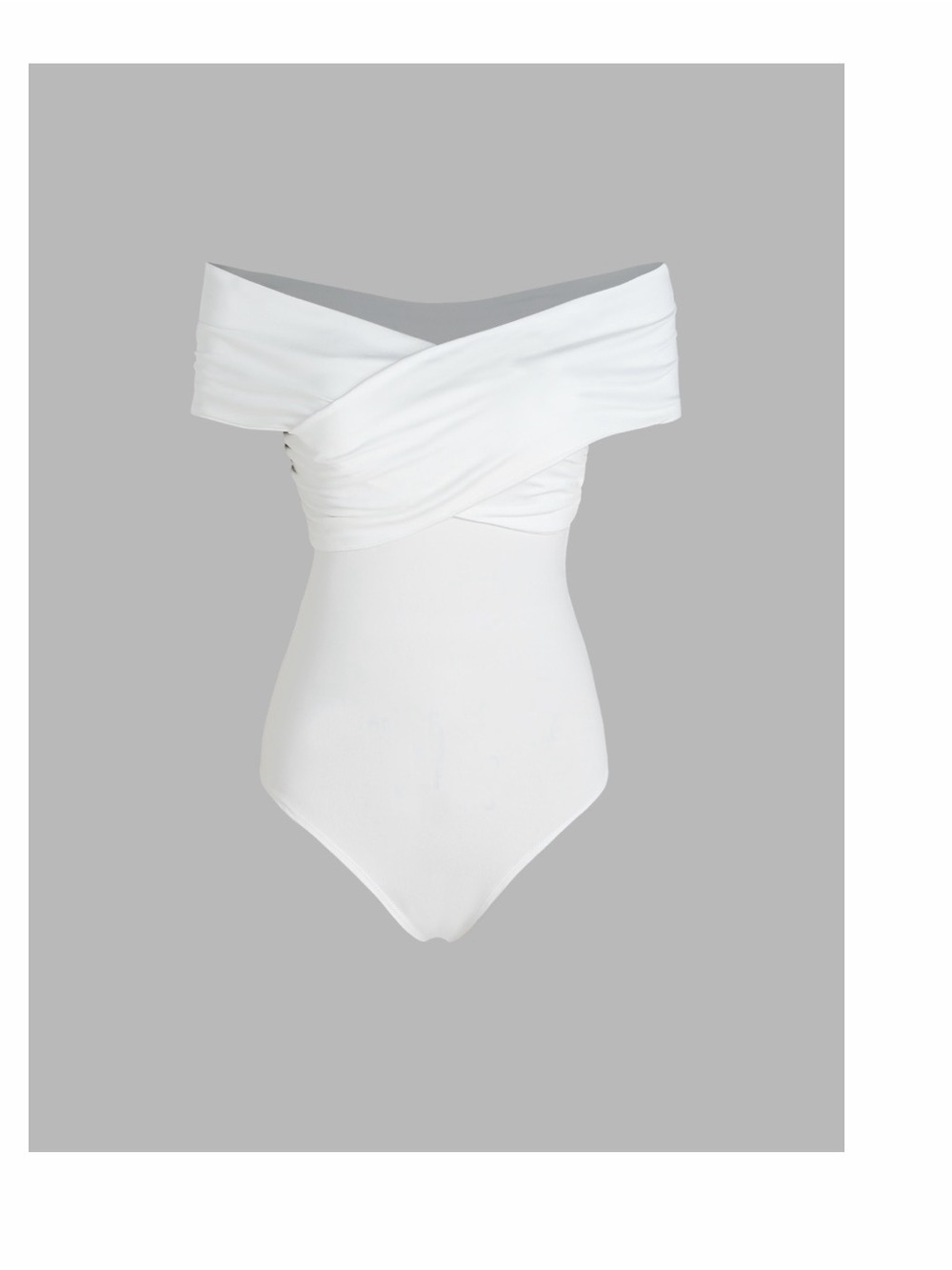 Cider White Draped V-Neck Bodysuit